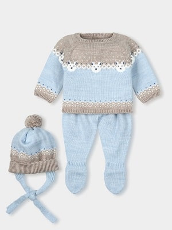 8612 TRAJE 3 P CANESU JACQUARD AZUL NUBE