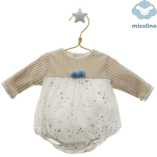 9103 PELELE BEIG Y AZULADO ESTRELLAS LUNAS
