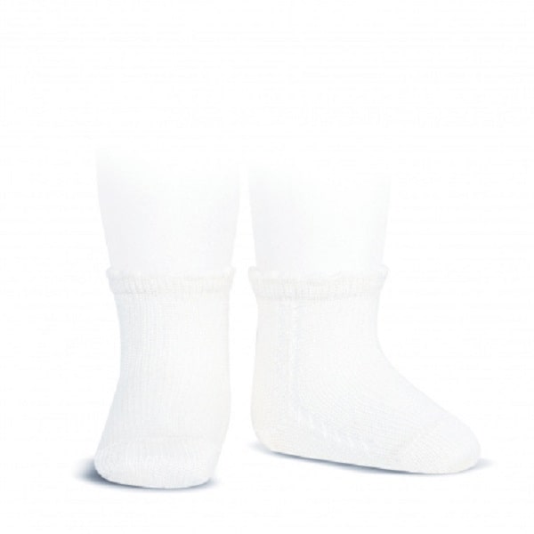 2569/4 CALCETINES CORTOS PERLÉ CON CALADO LATERAL BLANCO