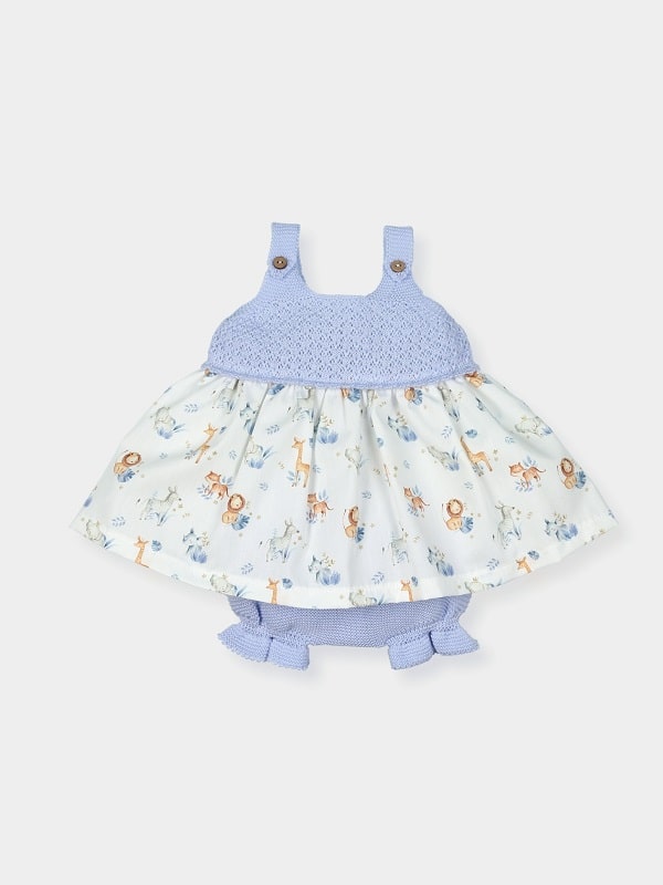 8906 VESTIDO PUMTO Y TELA ESTAMPADO SELVA