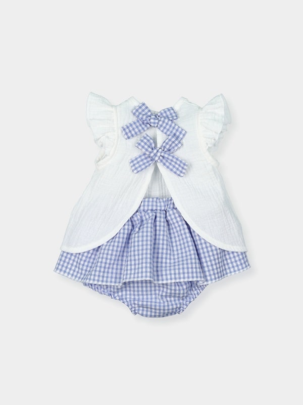 8928 JESUSIN BOBLE Y FALDITA CULOTTE CUADRITOS AZUL