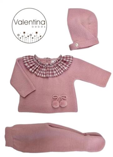 ATC24 COJUNTO 3P COLOR ROSADO CUELLO VICHY