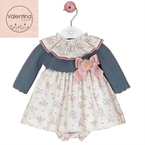KAX44  VESTIDO PUNTO COMBINADO CON TELA DE FLORES
