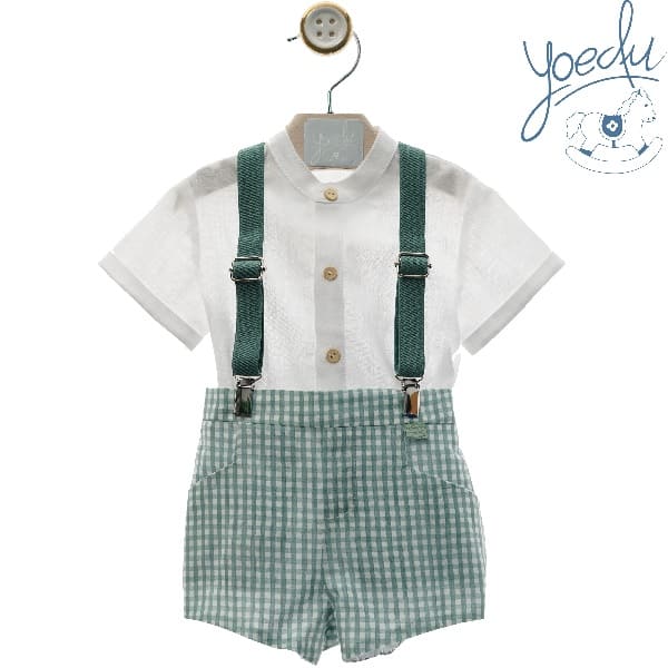 0255 CONJUNTO CON TIRANTES VERDE EMPOLVADO