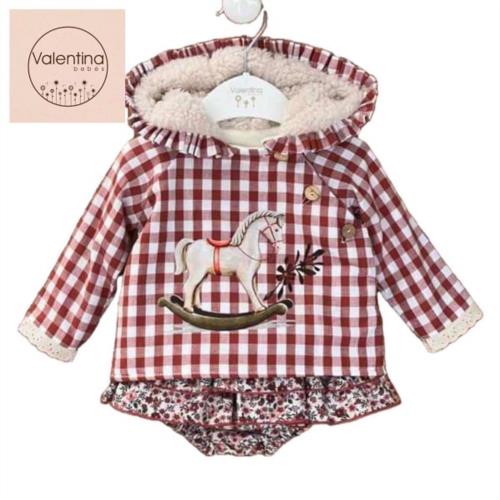 KAX75 CONJUNTO SUDADERA VICHY ESTAMPADA CON CAPUCHA