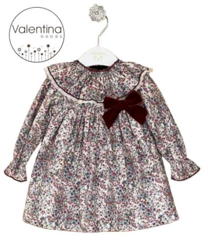 KAX169  VESTIDO FLORECITAS BURDEOS   CULOTE