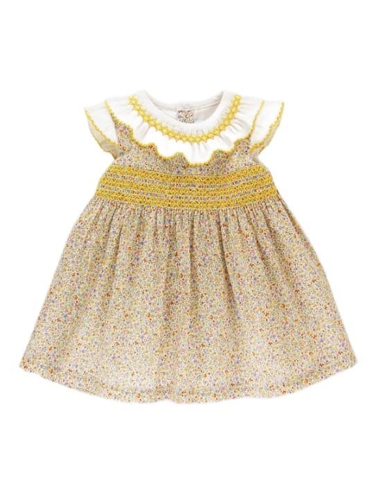 LA-464 VESTIDO M FLOR LIBERTY PUNTO SMOCK AMARILLO FAMILIA LILY
