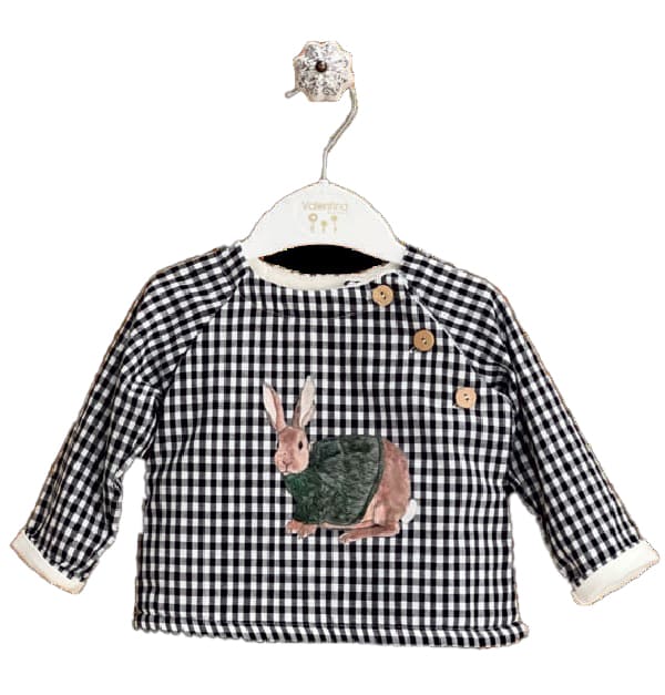 CWA69 SUDADERA A CUADROS CON FORRO CONEJITO