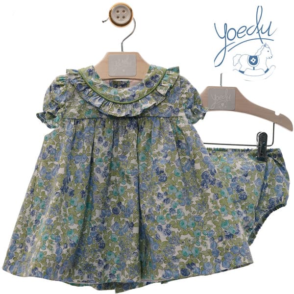 0338 VESTIDO CON BRAGUITA VERDE AZUL FAMILIA OLIVIA