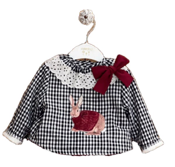 CWA72 SUDADERA NIÑA CUADROS CONEJIT0 AÑOS