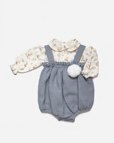 J8144 PELELE TIRANTES CAMISA ZORRITOS AZUL